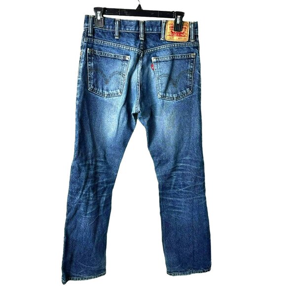 Levis Boys 517 Bootcut 30x32 Straight Legs Blue Distressed Denim Jeans - Picture 6 of 9